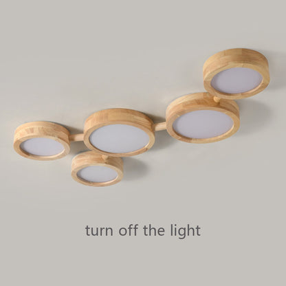Phelith Modern Multi Heads Wood LED Ceiling Light