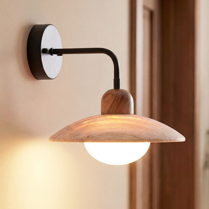 Habakkuk Farmhouse Disc Travertine Wall Sconce