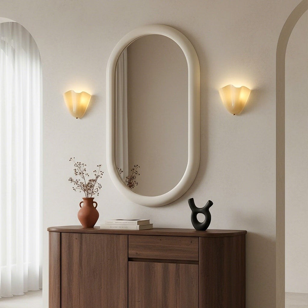 Kyrintha Mid-Century Skirt Shell Glass Fazzo Petalia Wall Sconce
