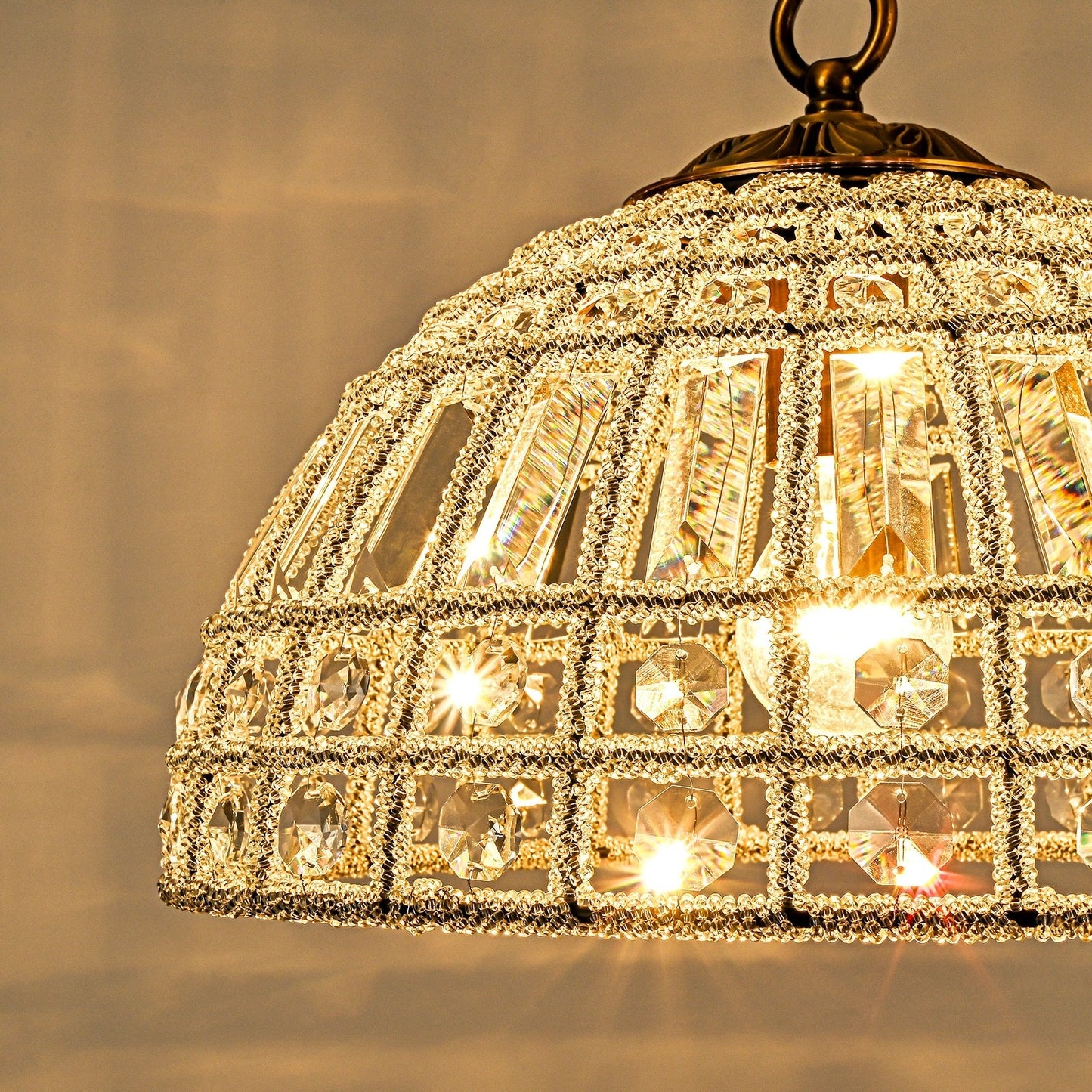 Zeldan Modern French Antique Bronze Dome Crystal Chandelier