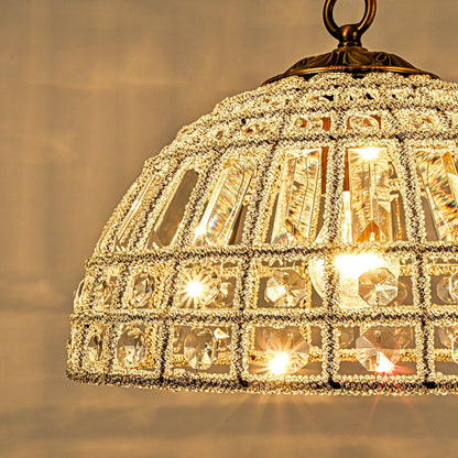 Zeldan Modern French Antique Bronze Dome Crystal Chandelier
