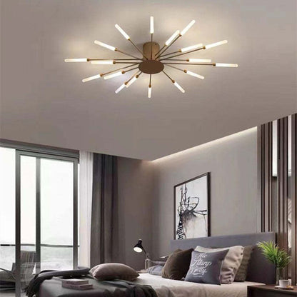 Pranika Modern Sputnik LED Fireworks Semi Flush Mount Ceiling Light