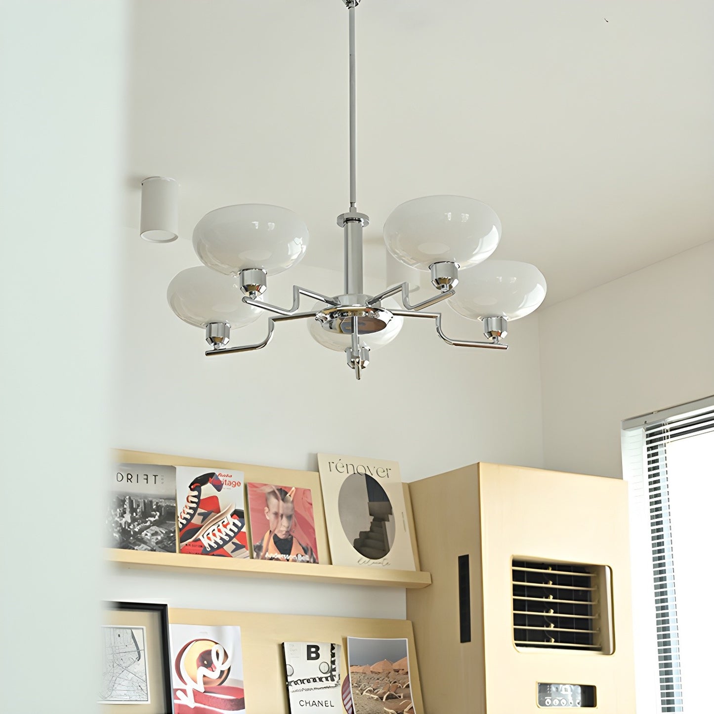 Shadella Modern Cream Glass Bauhaus Chandelier