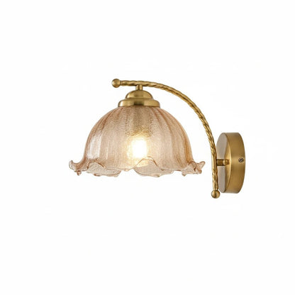 Hewitt Vintage Brass Floral Glass Wall Sconce