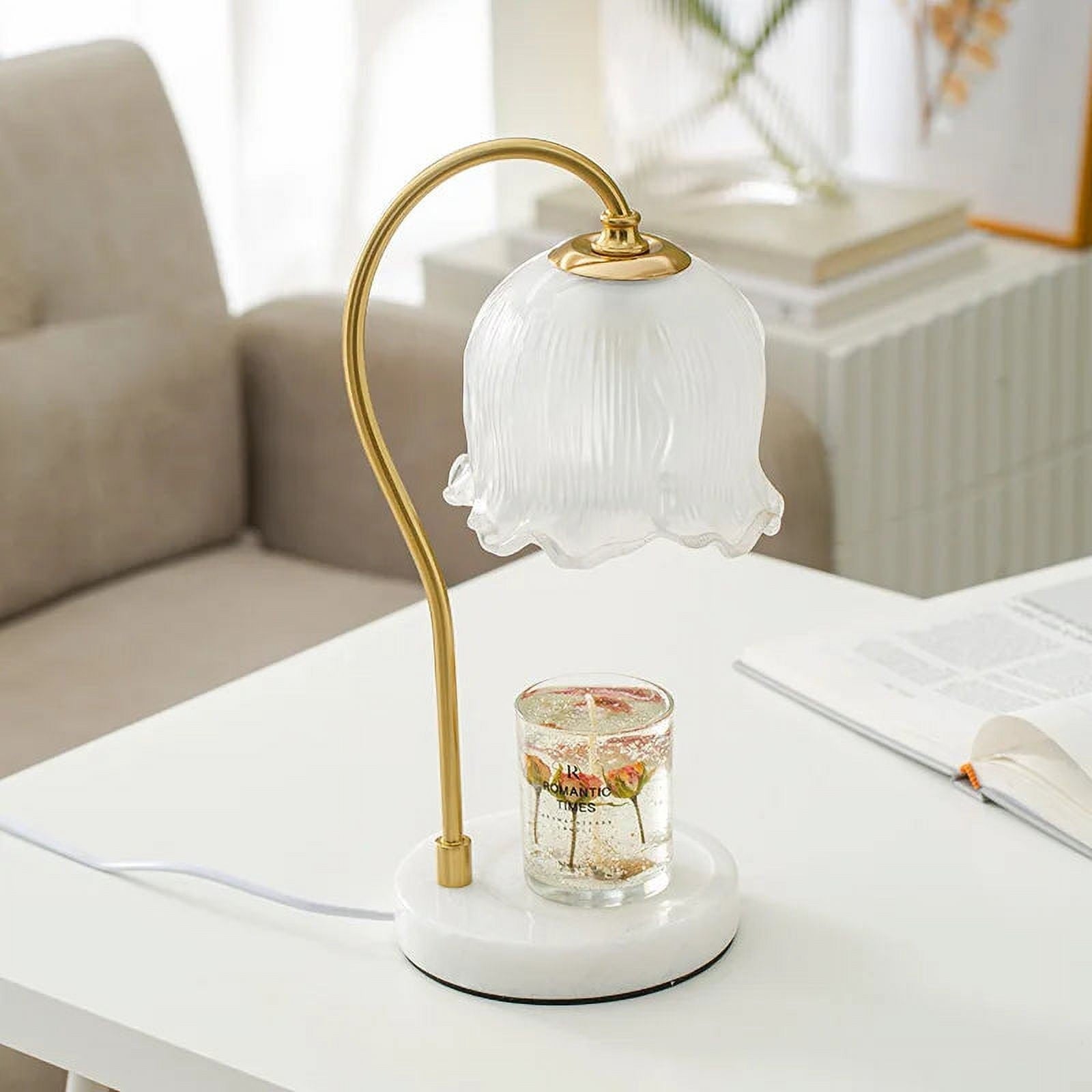 Keya Flower Dimmable Melted Wax Marble Glass Table Lamp