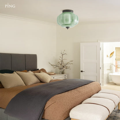 Ozita Retro Milk Glass Semi Flush Mount Eloise Ceiling Light