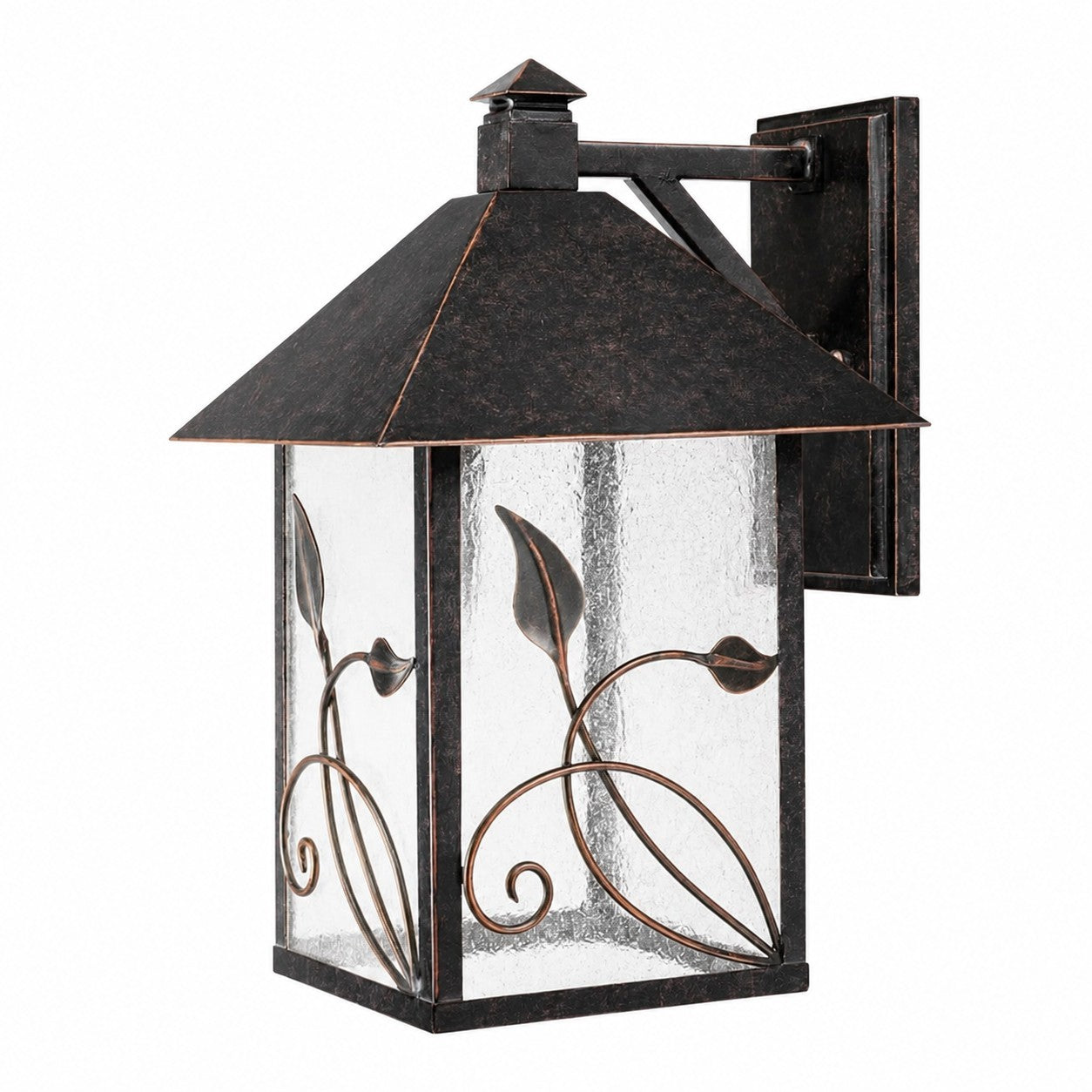 Bliss French Rustic Iron Lantern Seedy Glass Sconce