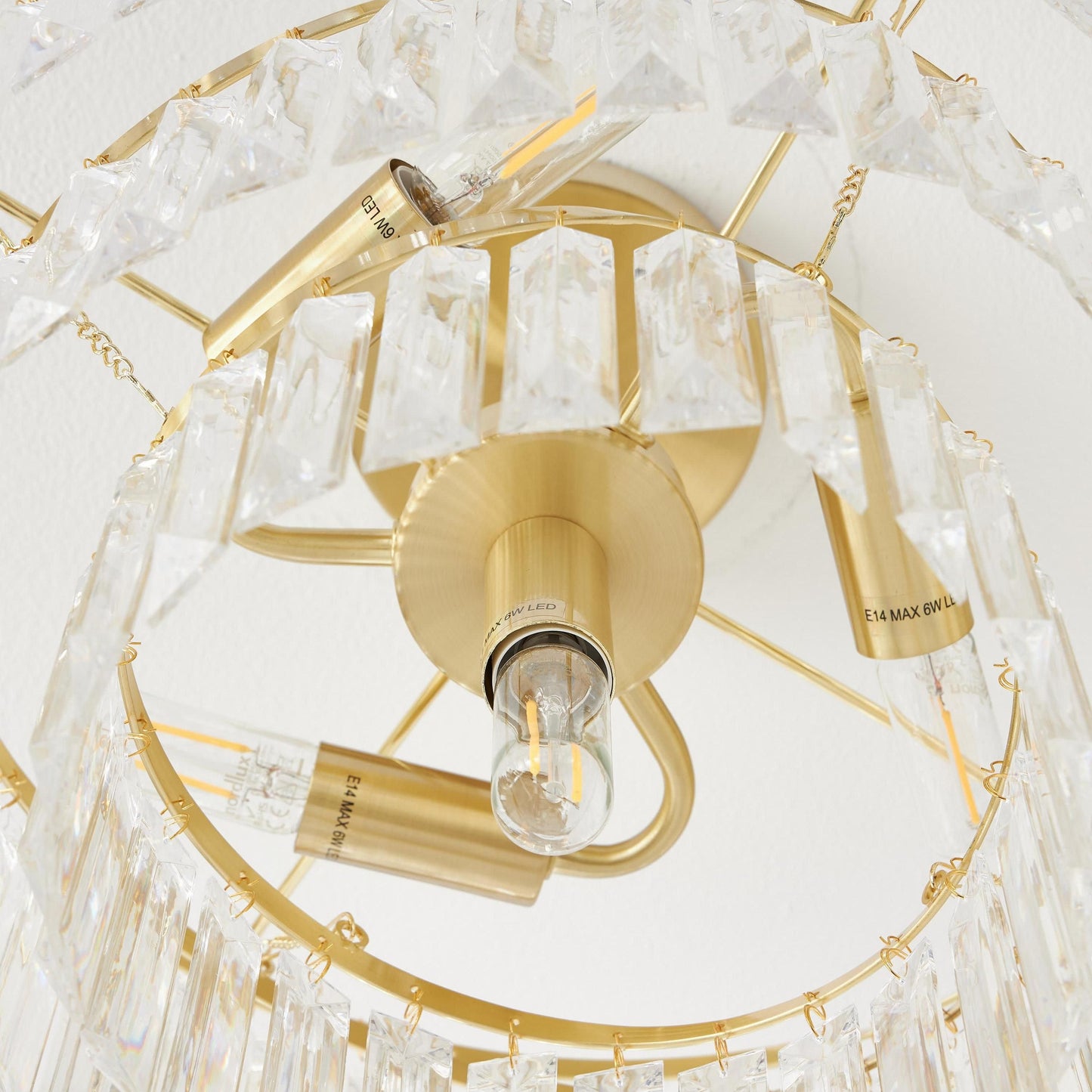 Deneuve Farmhouse Tiered Glass Brass Ceiling Light