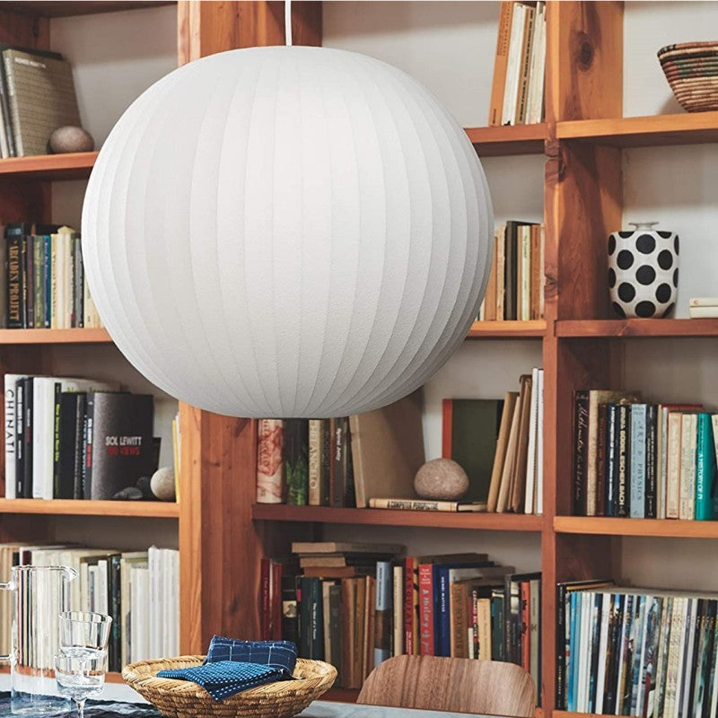 Hayden White Silk Ball Bubble Pendant Light
