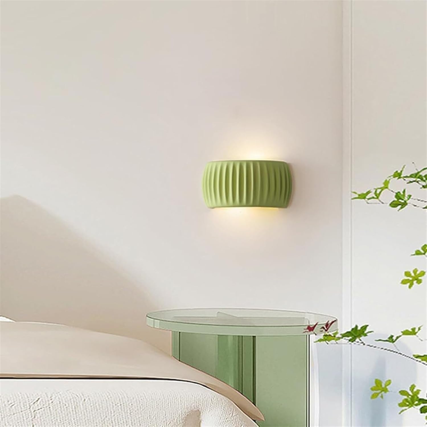 Klystix Macaron Color Up Down Fluted Resin Wall Lamps For Bedroom