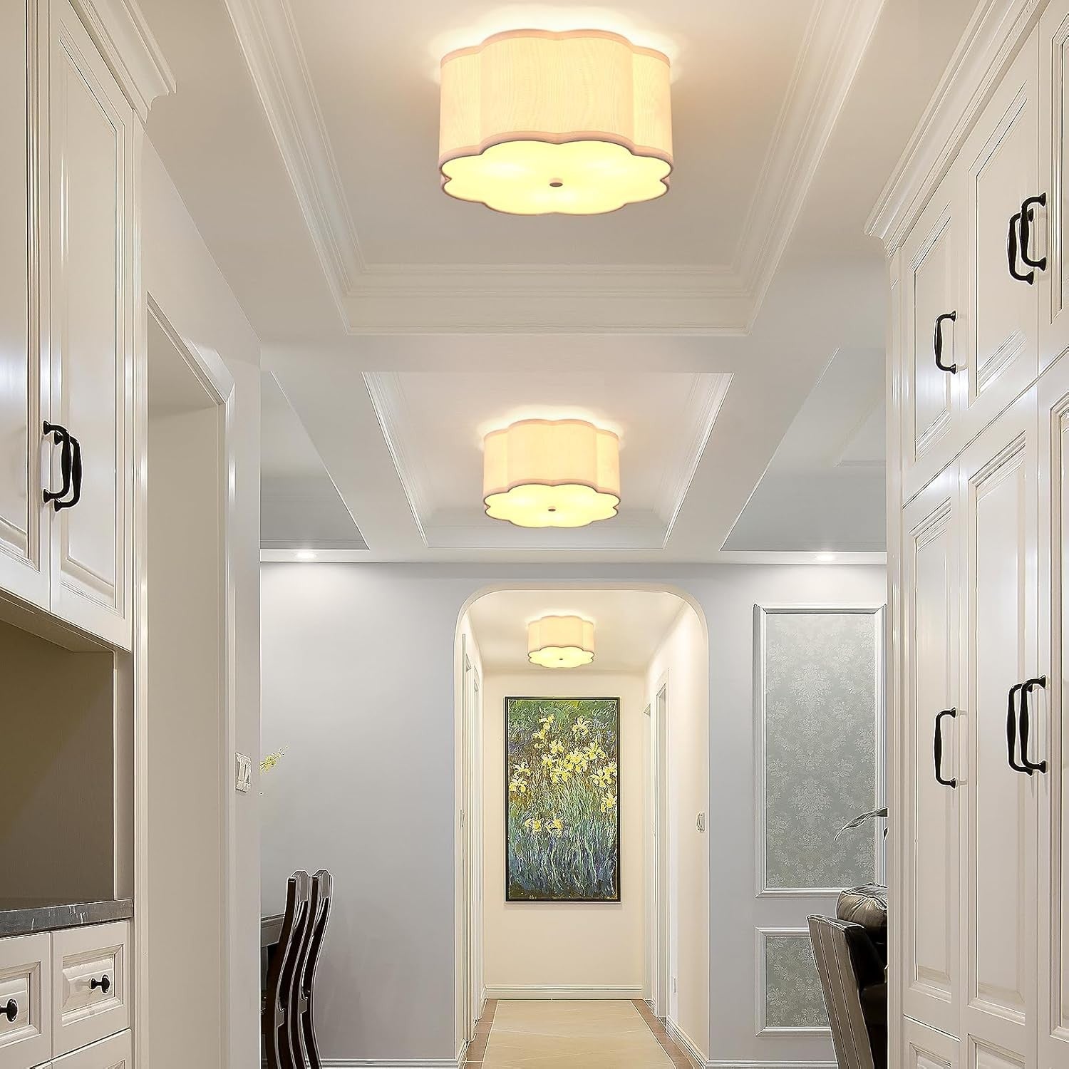 Halsey Fabric Floral Drum Shade Ceiling Light