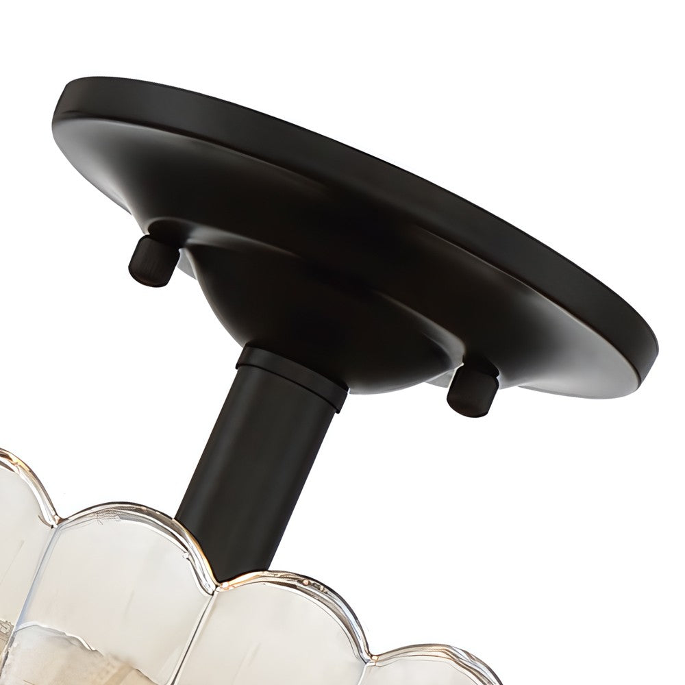 Raveena Vintage Amber Glass Semi Flush Mount Floral Ceiling Light