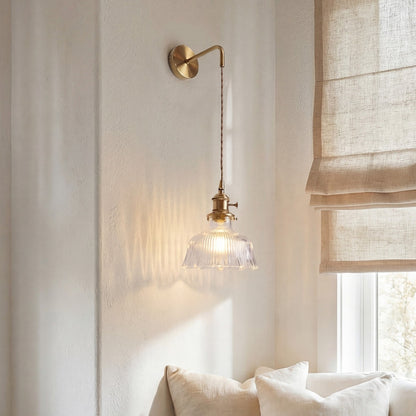 Hermin Antique Flower Ribbed Glass Pendant Light