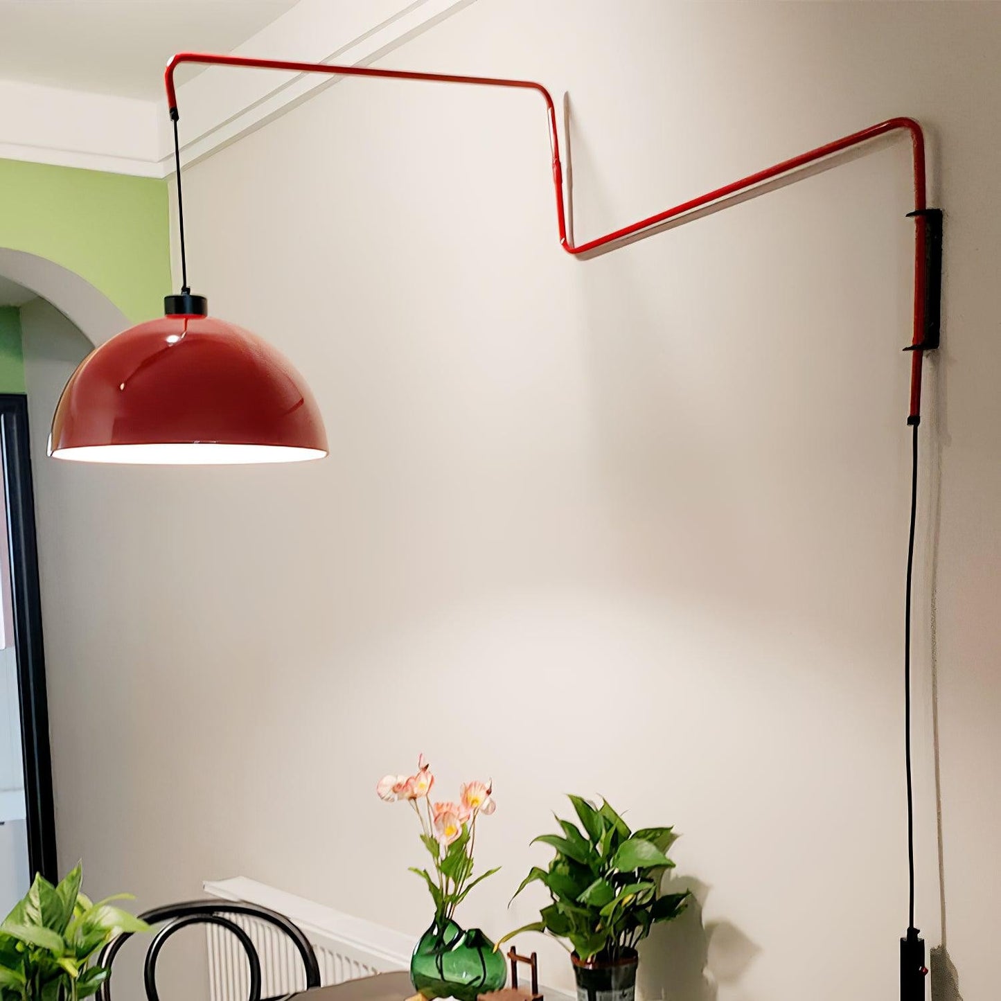 Thalys Minimalist Adjustable Swing Long Arm Dome Sconce