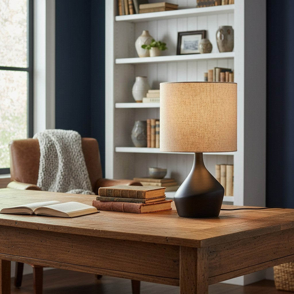 Daphne Vintage Ceramic Linen Shade Table Lamp