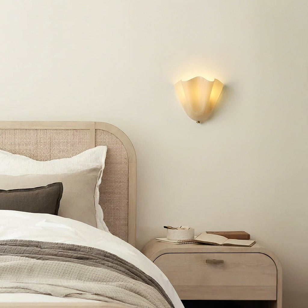 Kyrintha Mid-Century Skirt Shell Glass Fazzo Petalia Wall Sconce