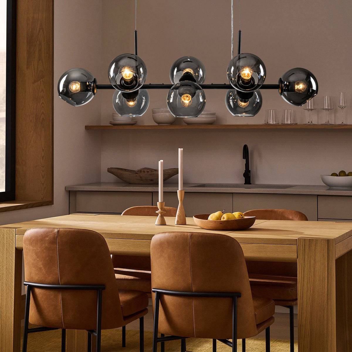 Malley Modern 8-Light Black Globe Glass Chandelier