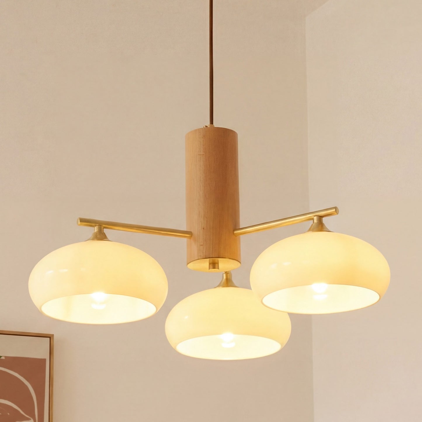 Xanthea Elliptical Persimmon Milk Glass Chandelier