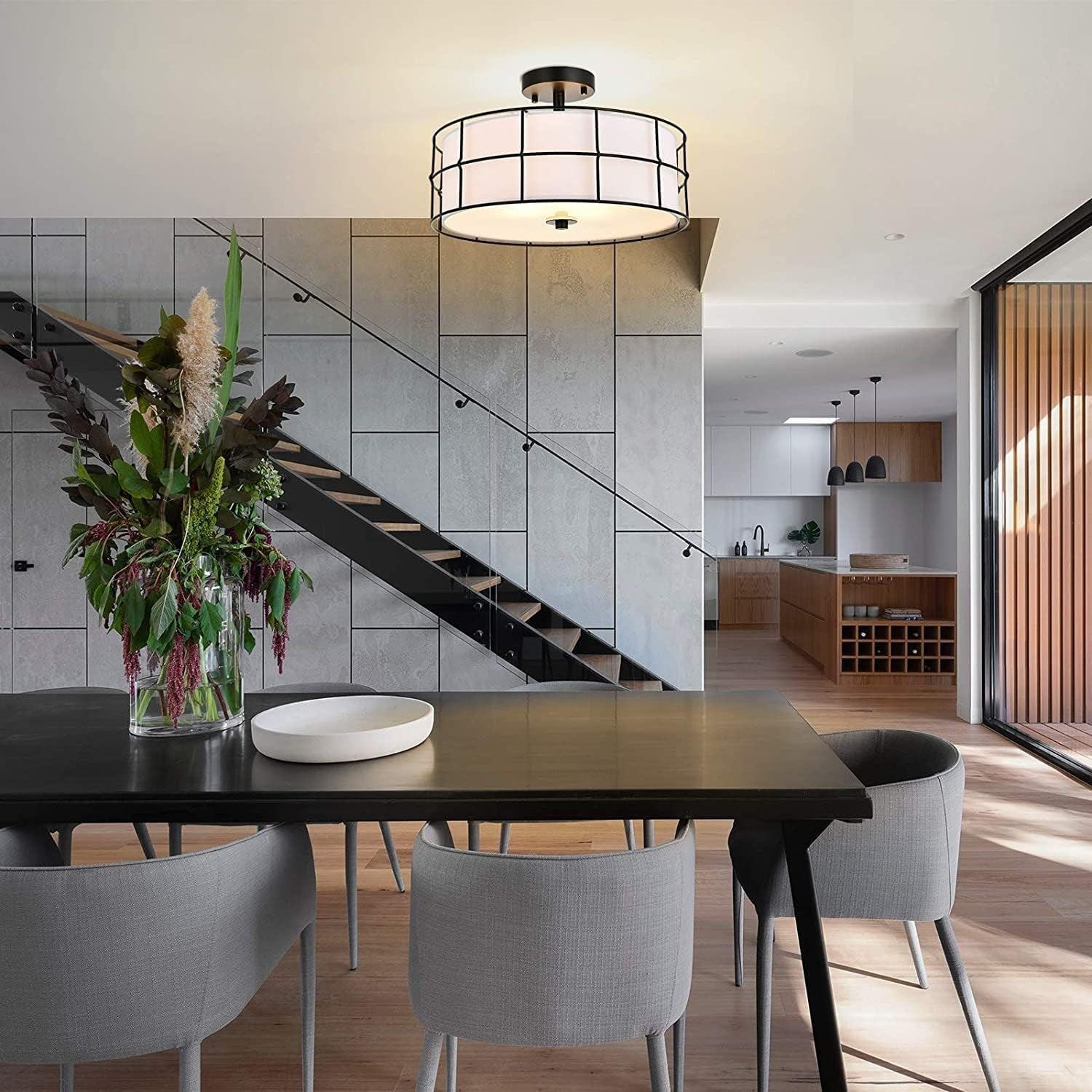 Merrik Metal Mesh Drum Ceiling Light