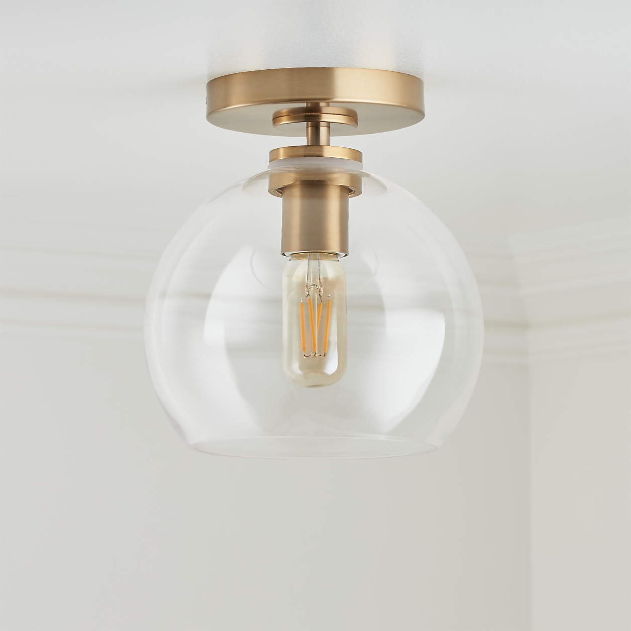 Pawson Minimalist Round Glass Brass Flush Mount Ceiling Light