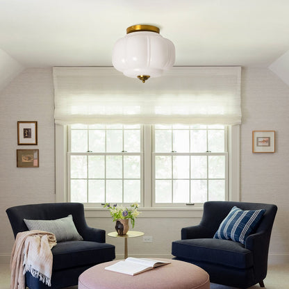 Ozita Retro Milk Glass Semi Flush Mount Eloise Ceiling Light