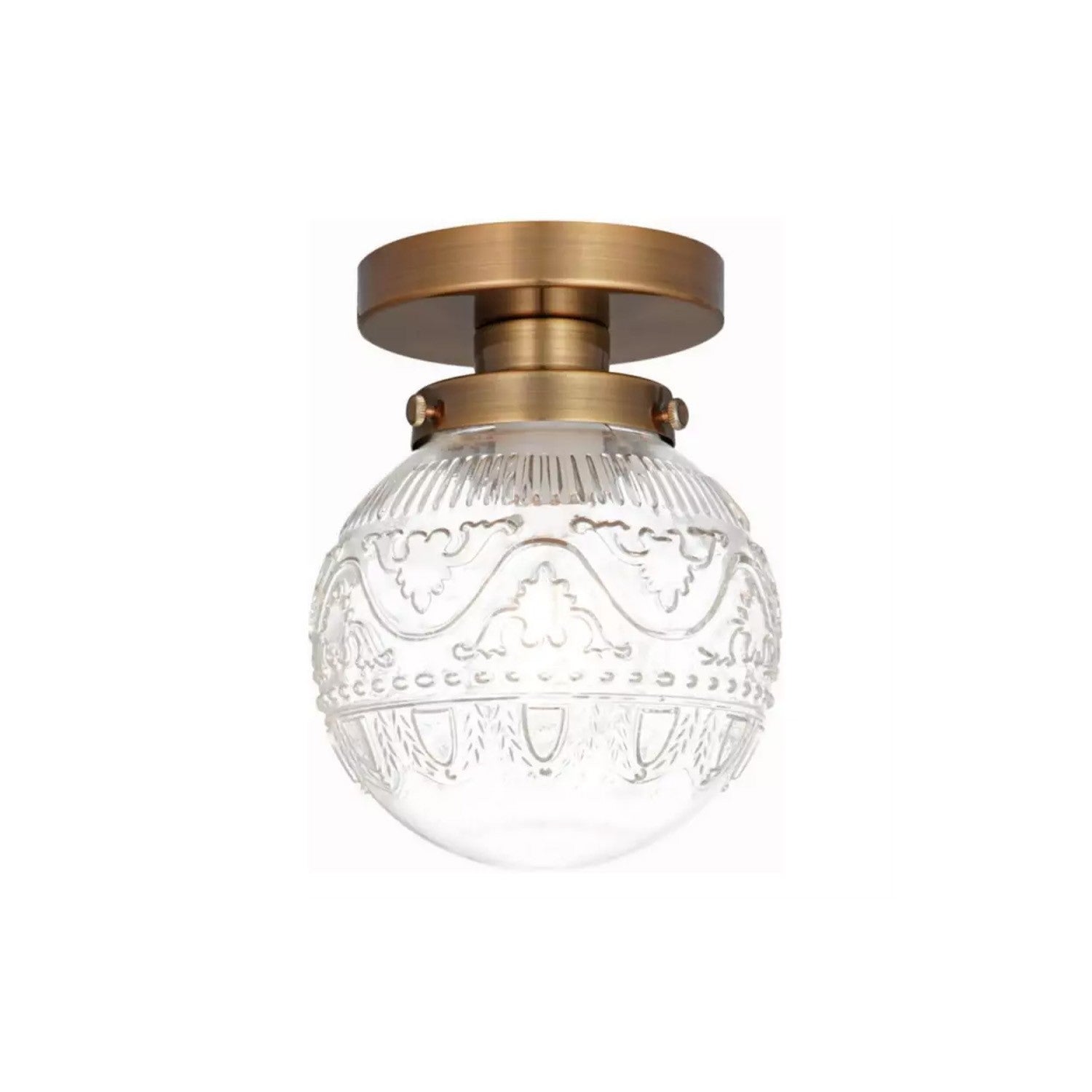 Ixionis Vintage Engraved Pattern Globe Glass Flush Mount Ceiling Light
