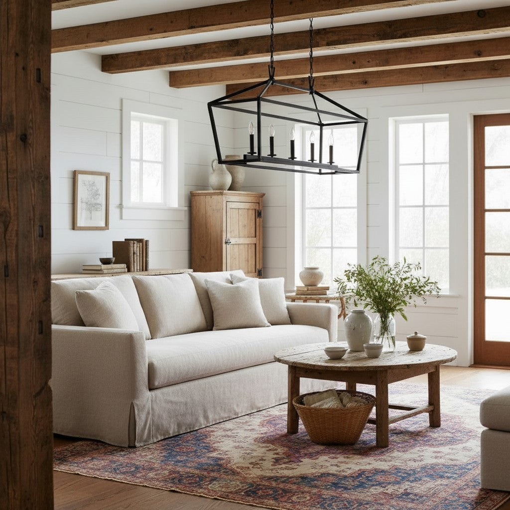 Aria Farmhouse Wrought Iron Lantern Chandelier Light