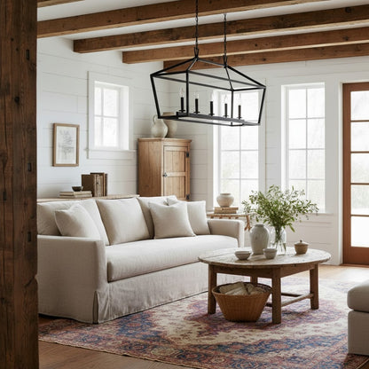 Aria Farmhouse Wrought Iron Lantern Chandelier Light