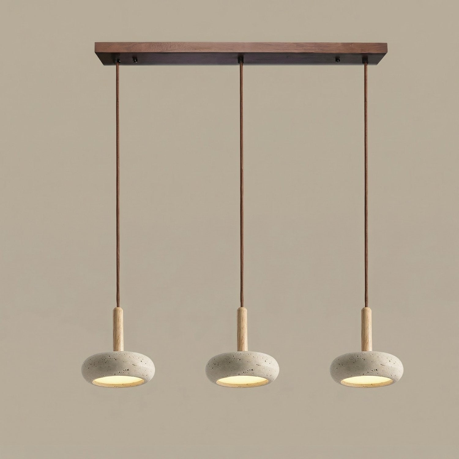 Carver Retro LED Travertine 3 Light Pendant Light