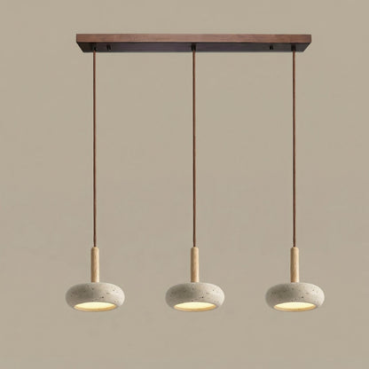 Carver Retro LED Travertine 3 Light Pendant Light