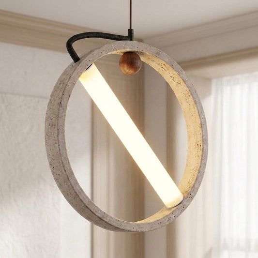 Conlan Japanese Travertine Circular Pendant Light