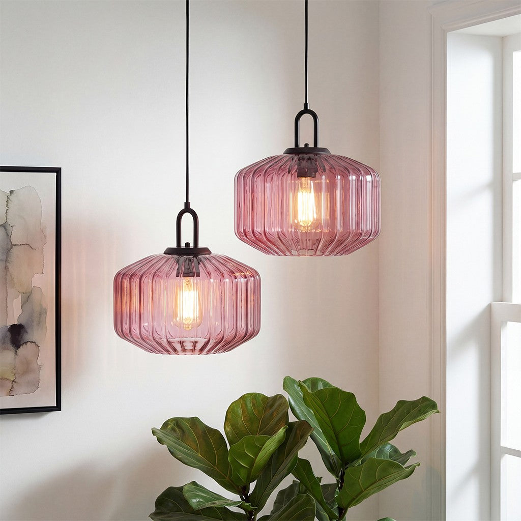 Ivan Vintage Handmade Striped Glass Pendant Light