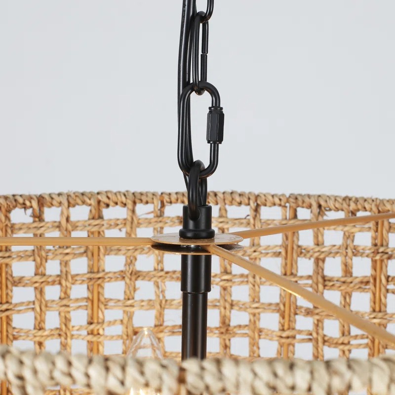 Arlo Bohemian 5 Light Natural Rattan Drum Chandelier
