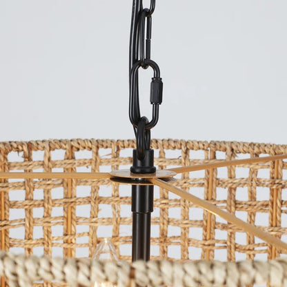Arlo Bohemian 5 Light Natural Rattan Drum Chandelier