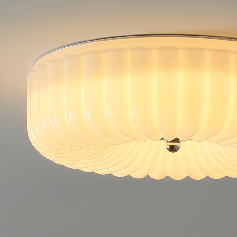 Prythos Cream Textured Glass Round Bauhaus Ceiling Light