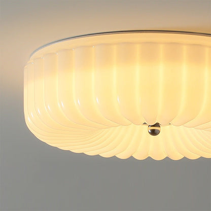 Prythos Cream Textured Glass Round Bauhaus Ceiling Light