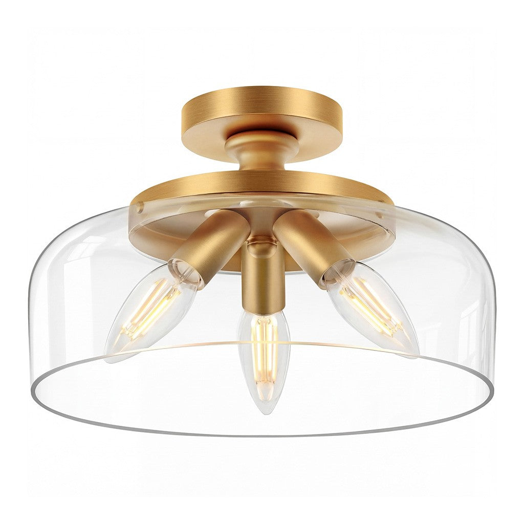 Santos Vintage Hand Carved Floral Clear Glass Semi Flush Mount Ceiling Light