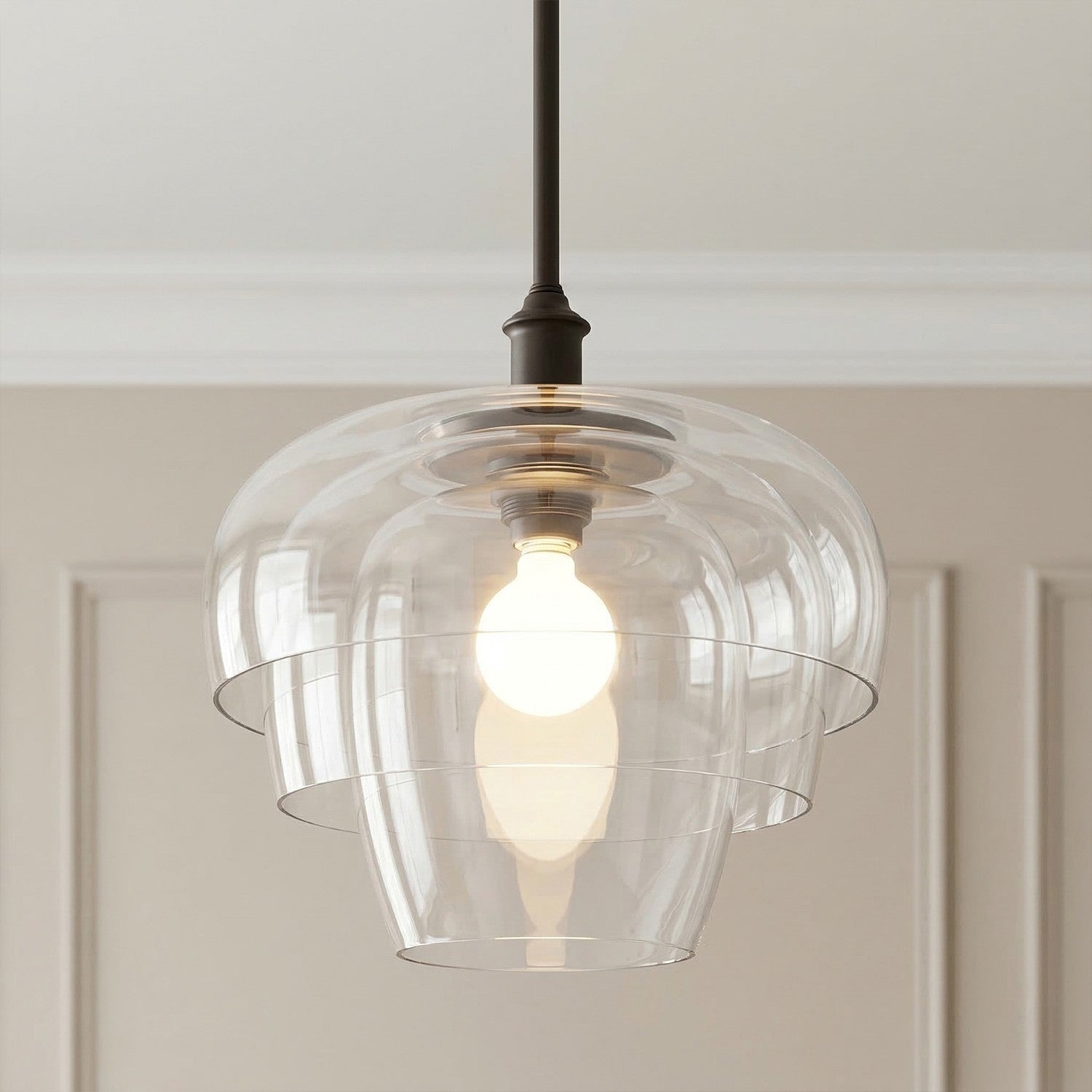 Xena Scandinavian Layered Clear Glass Pendant Light