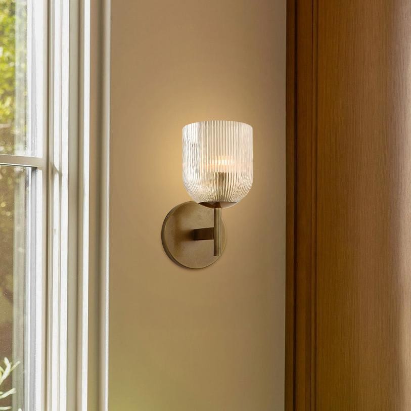 Alain Cooper Ribbed Glass Wall Sconce