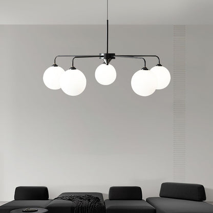 Maytoni Modern 5 Lights White Glass Globe Chandelier