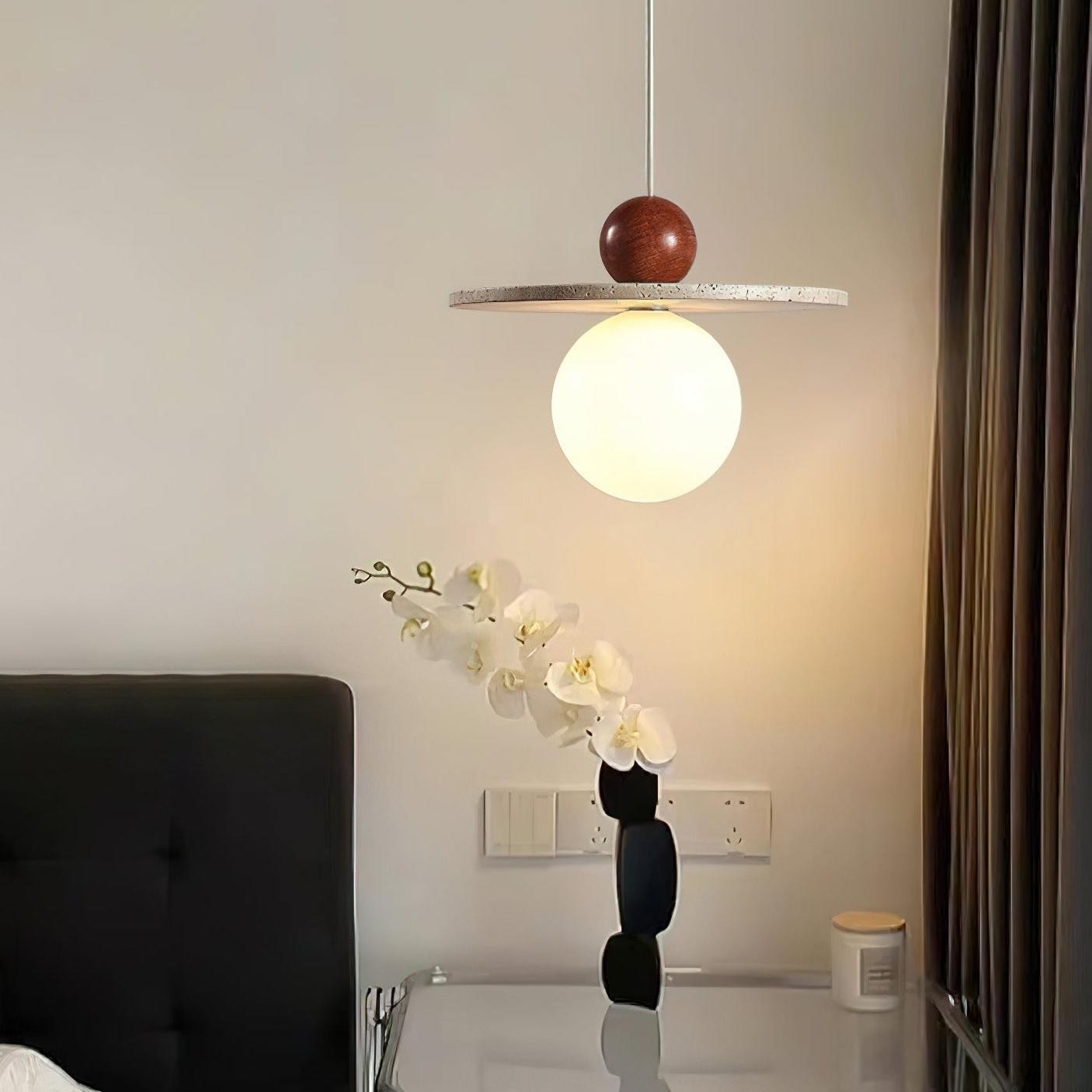 Jeremiah Cream Style Flying Disc Travertine Pendant Light
