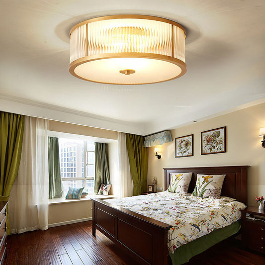 Lavra Brass Round Frosted Glass Ceiling Light