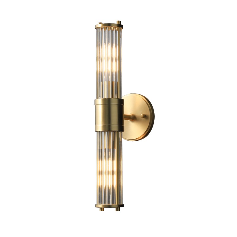 Prisha Mid Century Gold Fluted Ribbed Glass Wall Sconces
