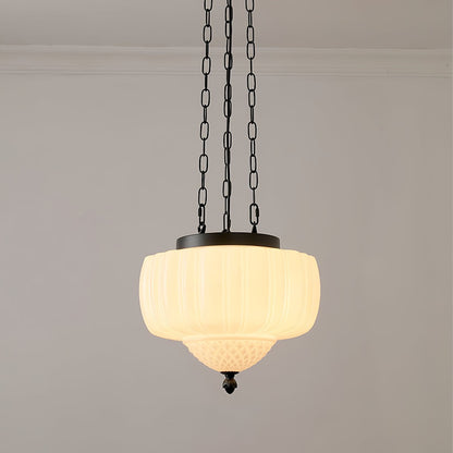 Draxor White Milk Glass Pumpkin Pendant Light
