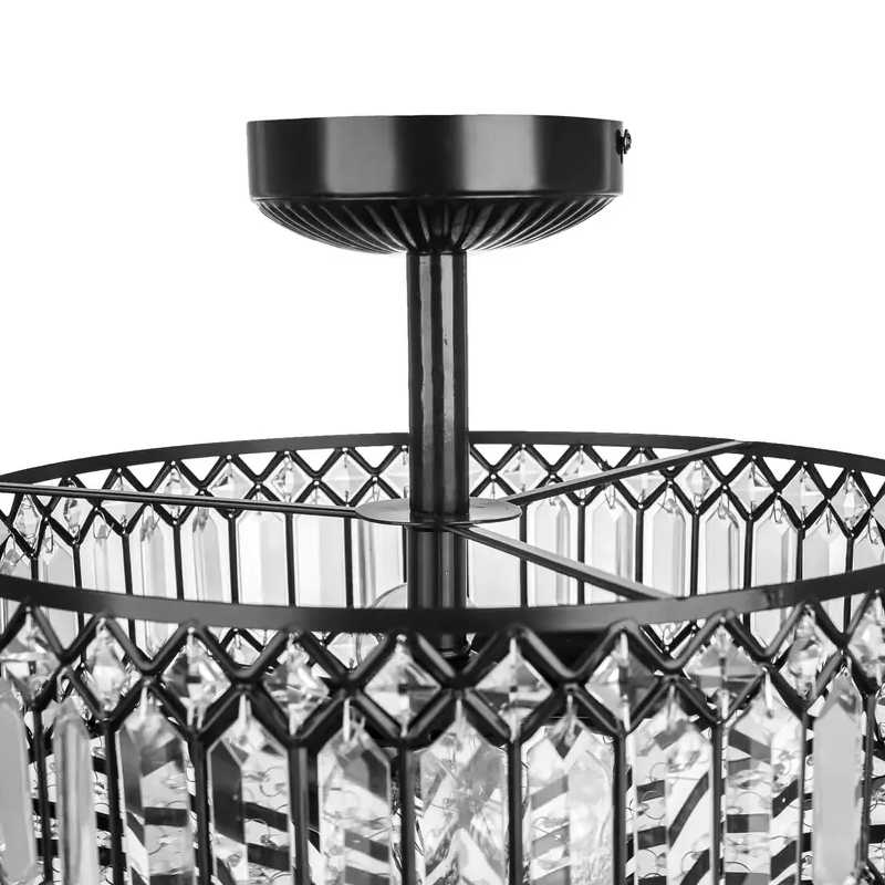 Parnika Luxury Carved Crystal Drum Semi Flush Chandelier