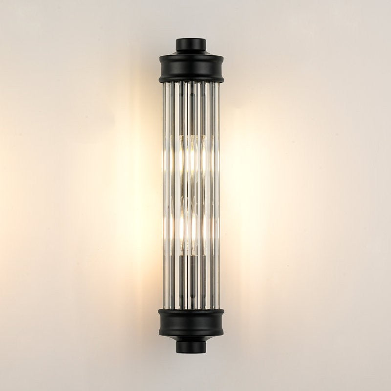 Raelin Retro Cylindrical Ribbed Glass Sconce