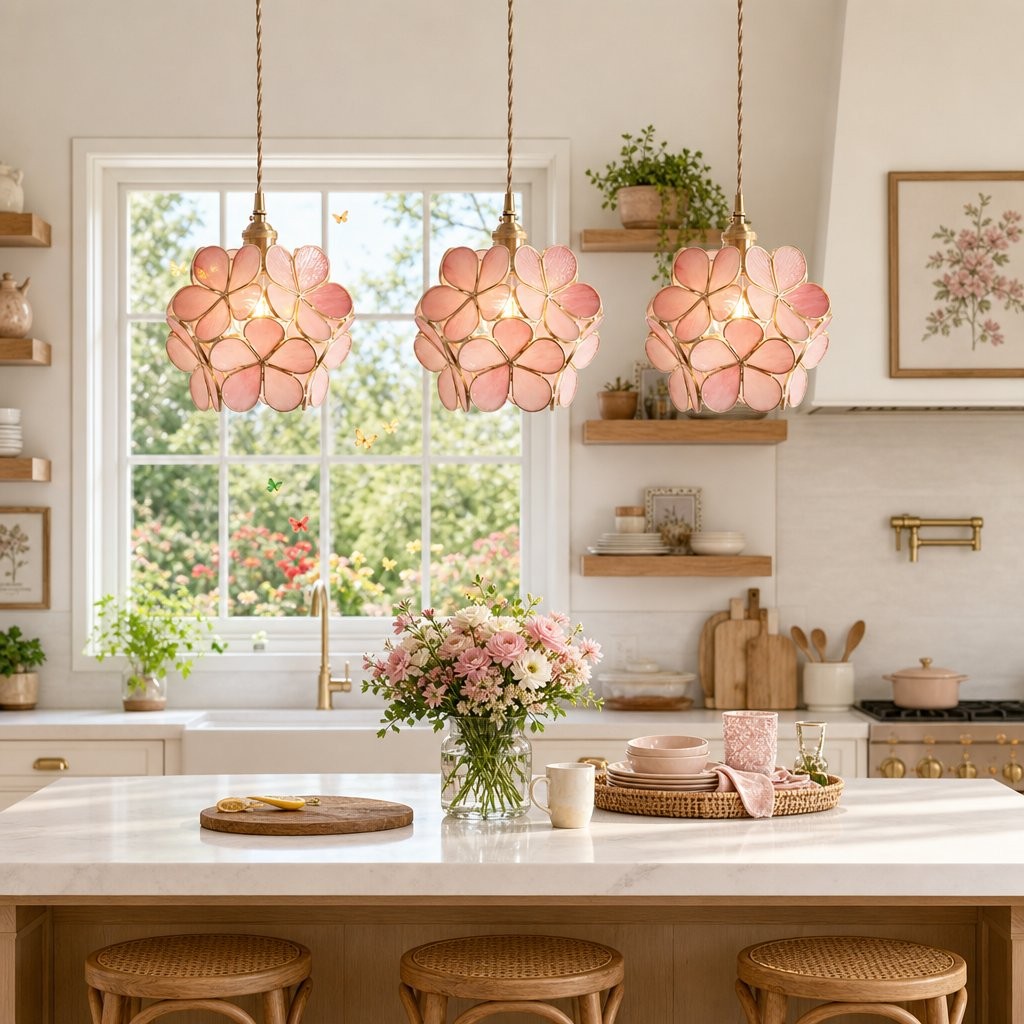 Viviana French Country Glass Petal Pendant Lights