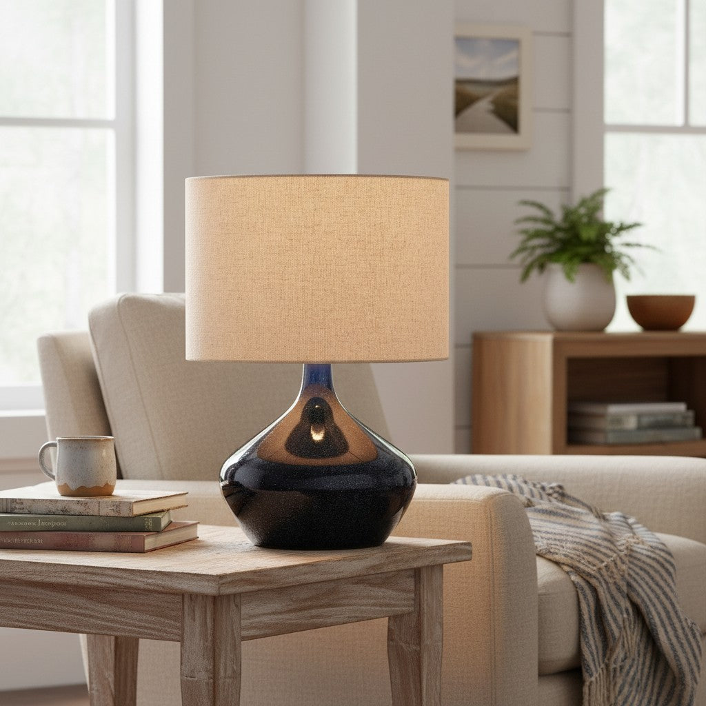 Daphne Vintage Ceramic Linen Shade Table Lamp