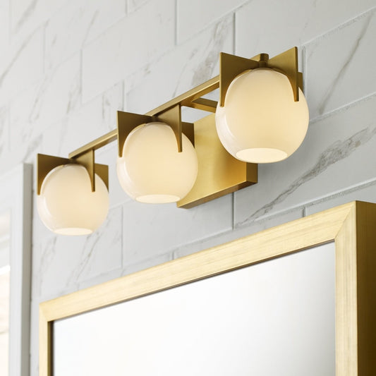 Ron Modern 3-Light White Ball Brass Wall Light