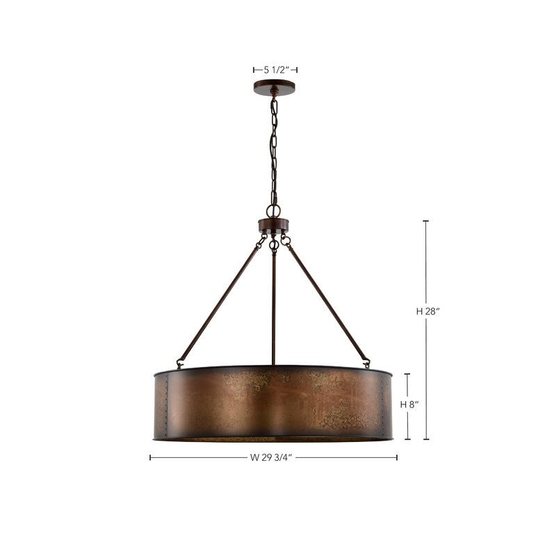 Ezra Vintage Bronze Industrial Pendant Light with Drum Shade